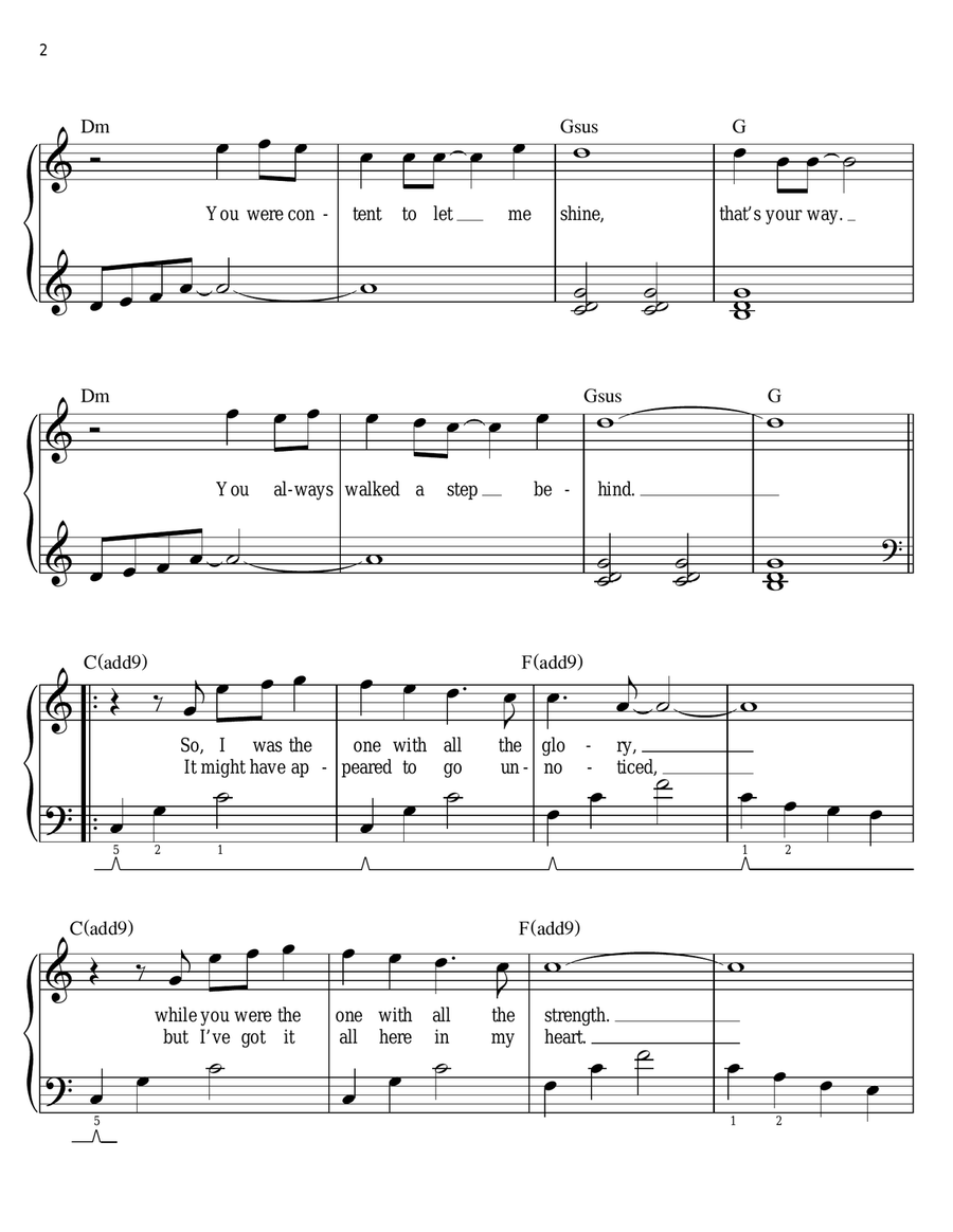 The Wind Beneath My Wings (arr. Phillip Keveren) Easy Piano scores gallery preview page 2