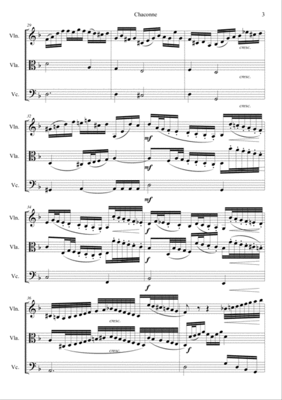 Chaconne from Partita in D Minor BWV 1004 String Trio scores gallery preview page 3