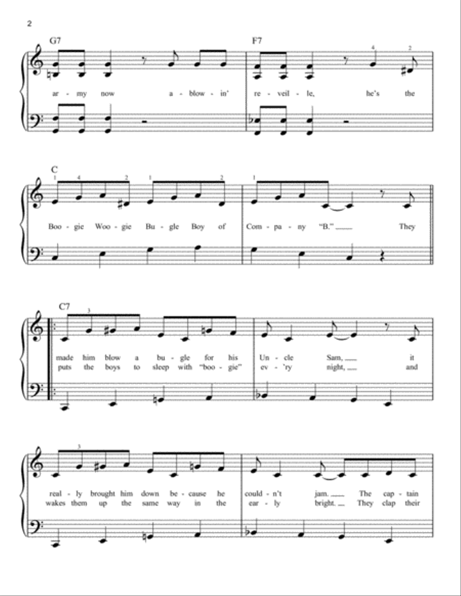 Boogie Woogie Bugle Boy Boogie Woogie Bugle Boy Easy Piano scores gallery preview page 2