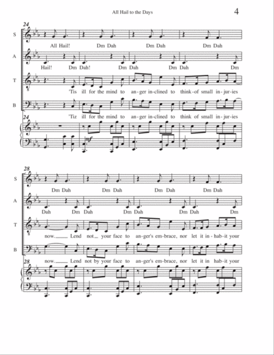 All Hail to the Days 4-Part scores gallery preview page 5