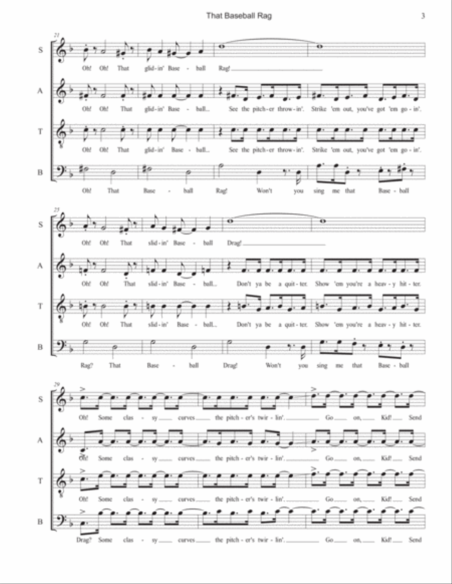 Baseball Songs (Complete Set) 4-Part scores gallery preview page 3