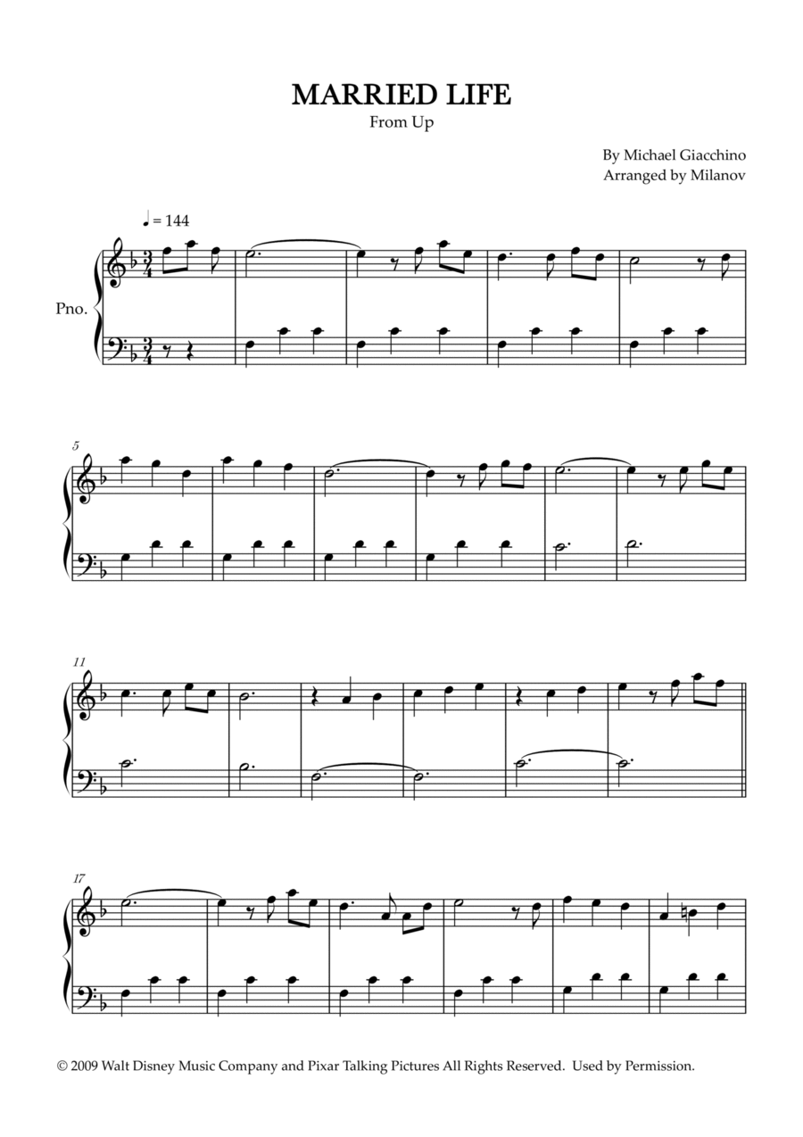 Married Life Easy Piano scores gallery preview page 1