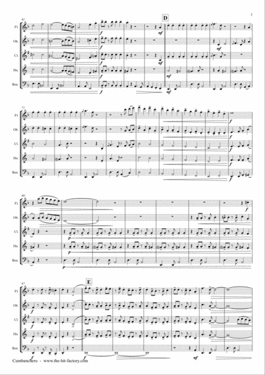 El Cumbanchero Woodwind Quintet scores gallery preview page 3