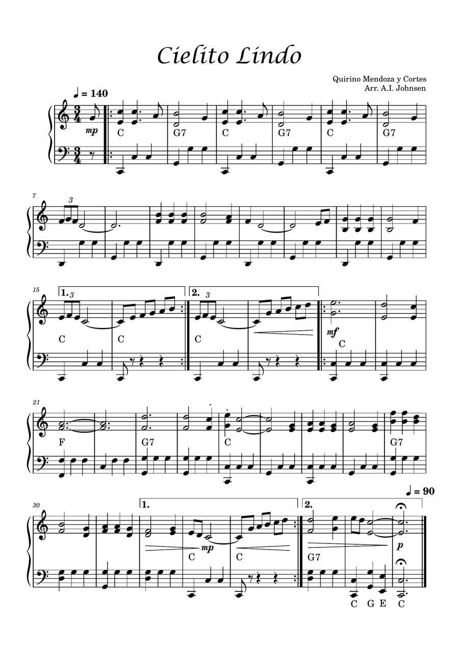 Cielito Lindo Easy Piano scores gallery preview page 1