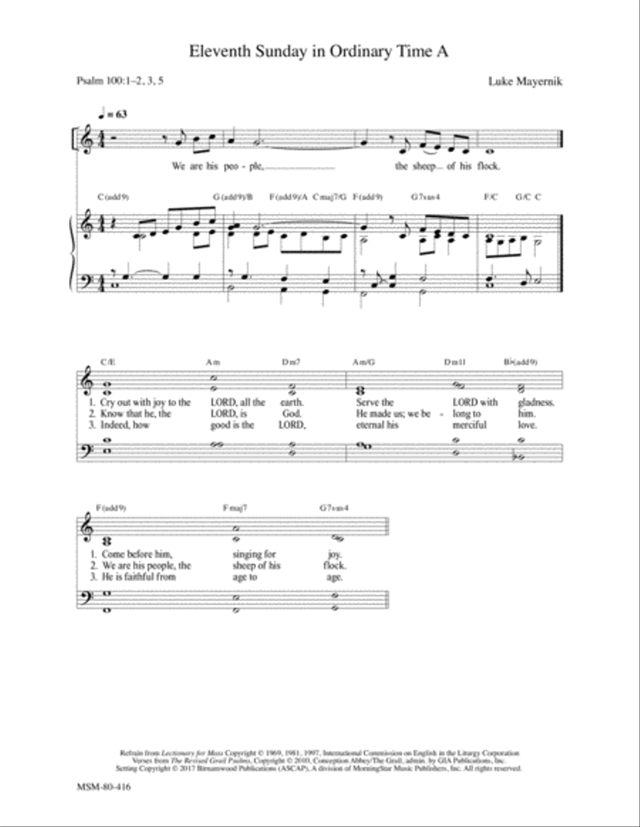 Eleventh Sunday in Ordinary Time A 4-Part scores gallery preview page 1