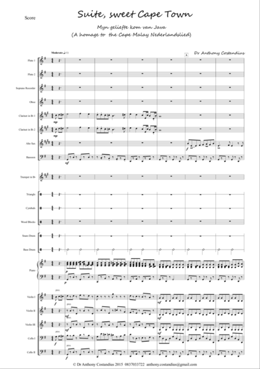 Suite, Sweet Cape Town - 5 Nederlandslied Myn geliefte kom van Java Concert Band scores gallery preview page 1