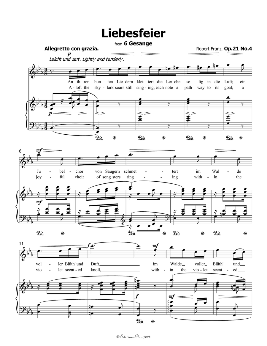 Liebesfeier, by Robert Franz, in E flat Major Voice scores gallery preview page 3