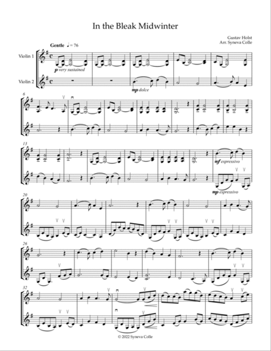 In the Bleak Midwinter In the Bleak Midwinter String Duet scores gallery preview page 2