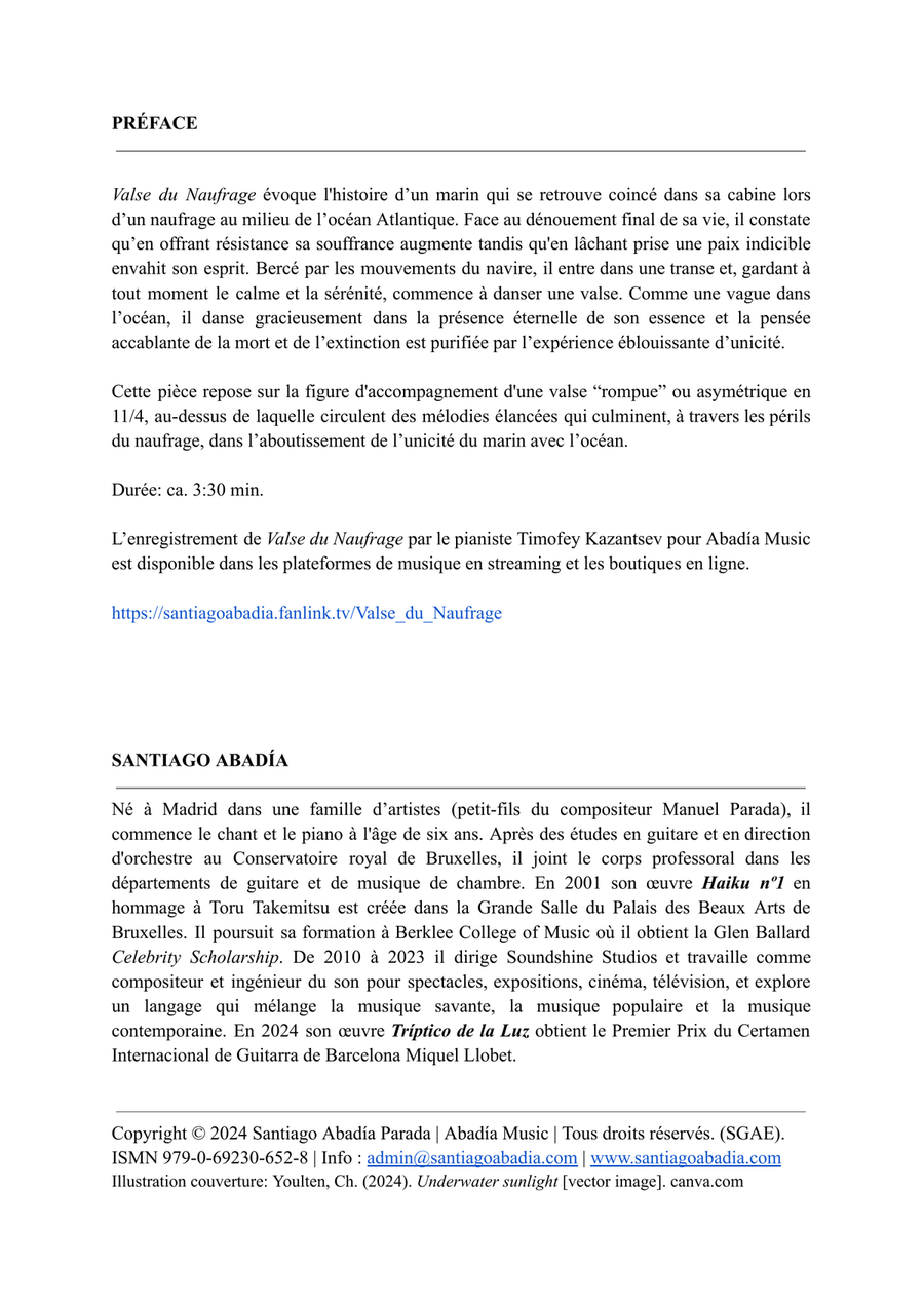 Valse du Naufrage Piano Solo scores gallery preview page 2