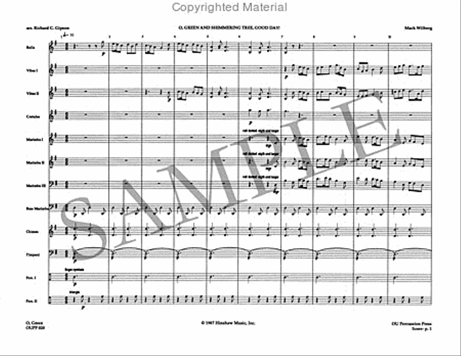 O Green and Shimmering Tree, Good Day! Percussion Ensemble scores gallery preview page 2