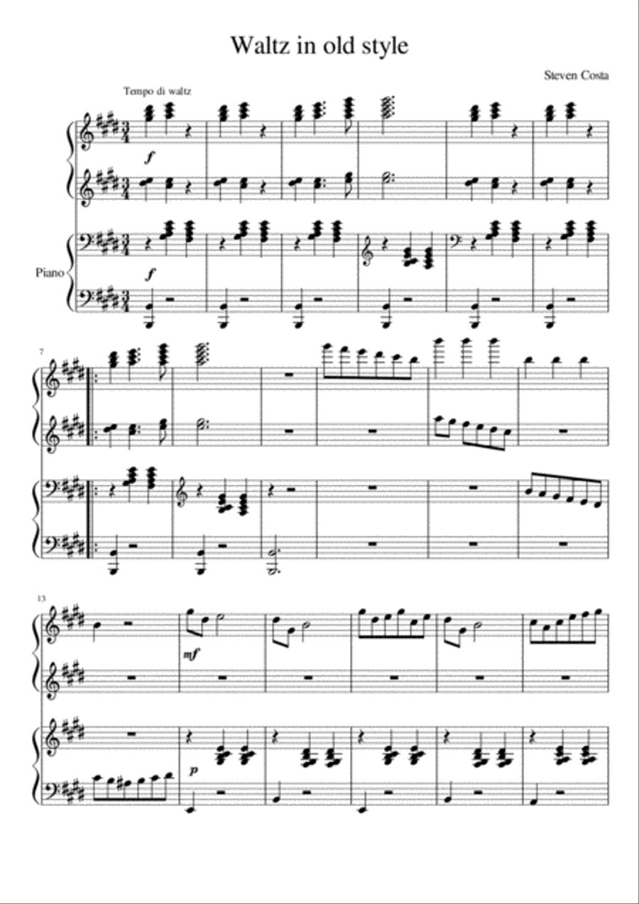 Waltz in old style Waltz in old style Piano scores gallery preview page 1