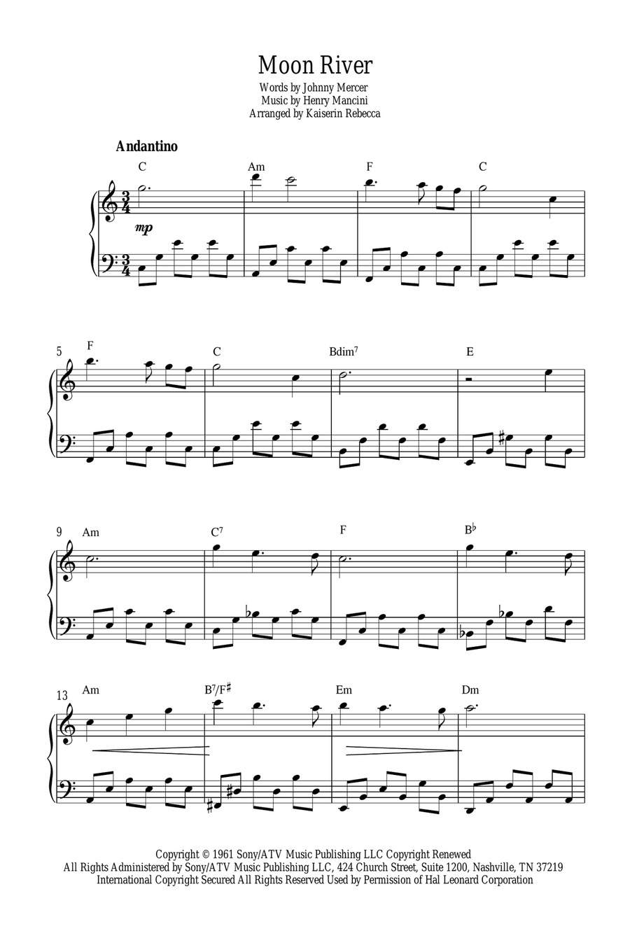 Moon River Moon River Piano Method scores gallery preview page 1