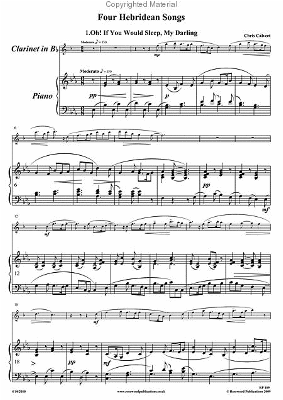 Four Hebridean Songs (2008) Clarinet Solo scores gallery preview page 2