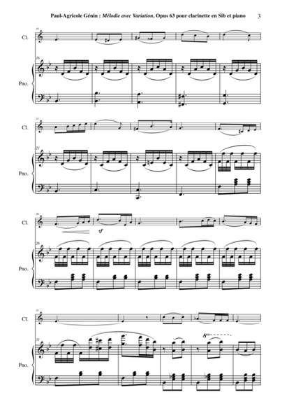 Paul-Agricole Génin: Mélodie avec variation, opus 63, for Bb clarinet and piano