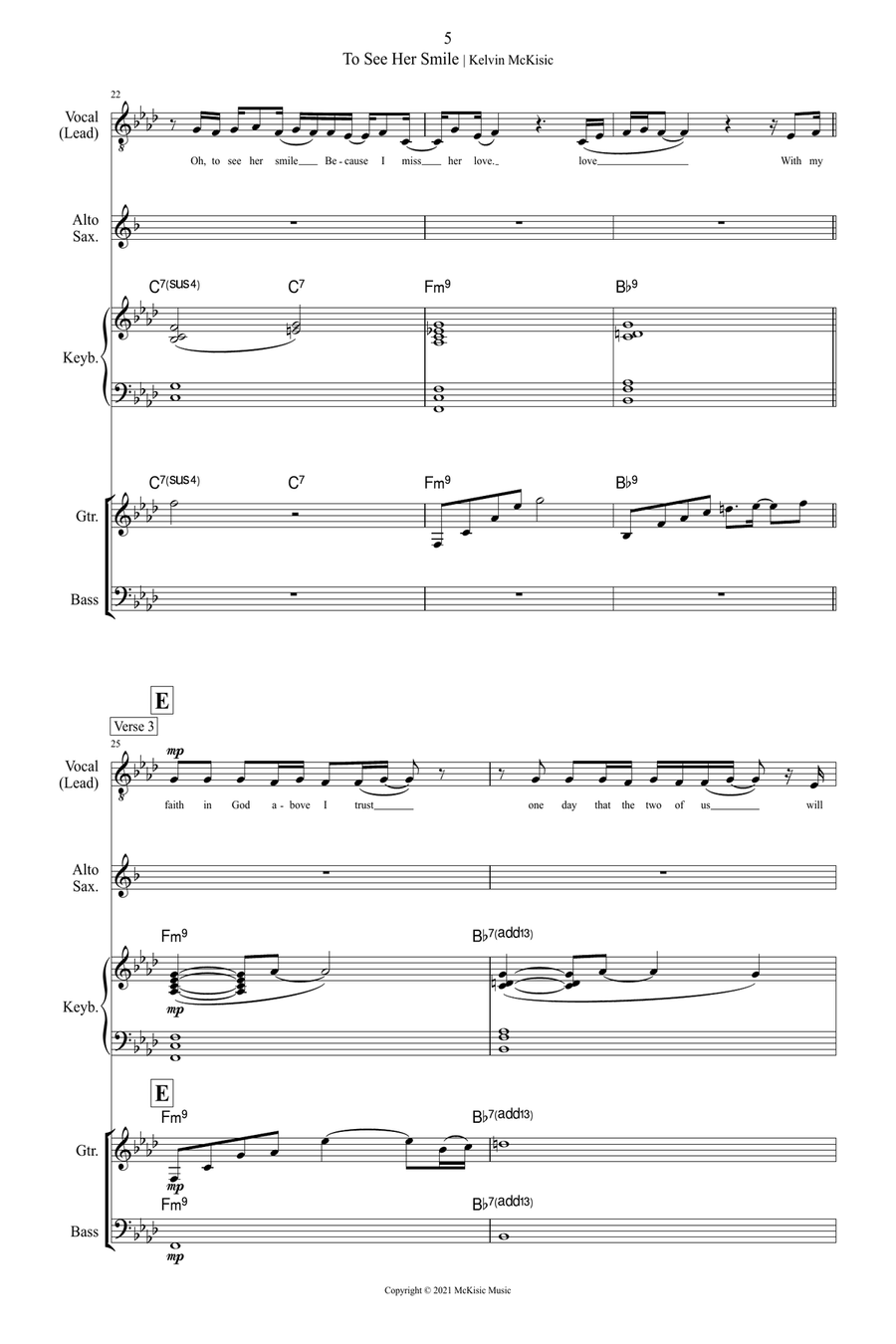 To See Her Smile (Vocal Edition) Jazz Ensemble scores gallery preview page 5