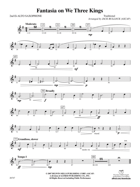 Fantasia on We Three Kings: 2nd E-flat Alto Saxophone