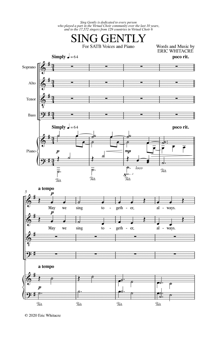 Sing Gently Sing Gently 4-Part scores gallery preview page 1