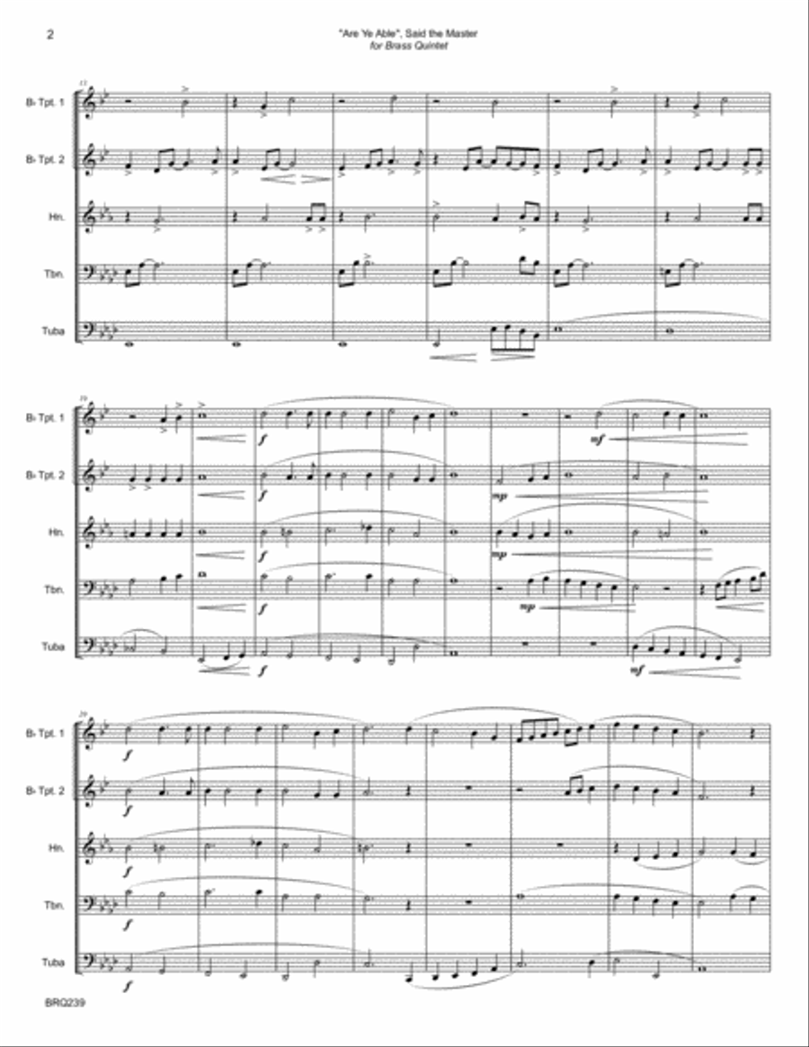 ARE YE ABLE SAID THE MASTER - BRASS QUINTET (unaccompanied) Brass Quintet scores gallery preview page 2