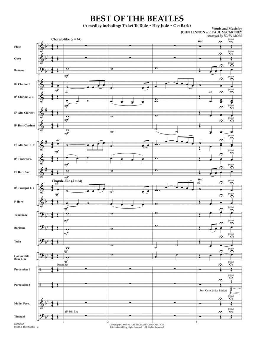 Best of the Beatles - Full Score Concert Band scores gallery preview page 1