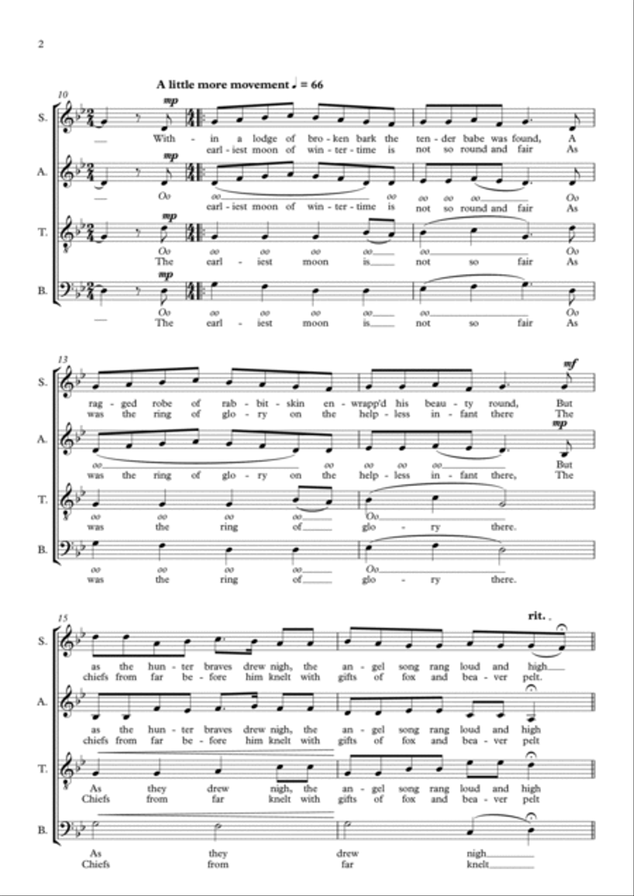 'Twas in the Moon of Wintertime (The Huron Carol) 4-Part scores gallery preview page 3