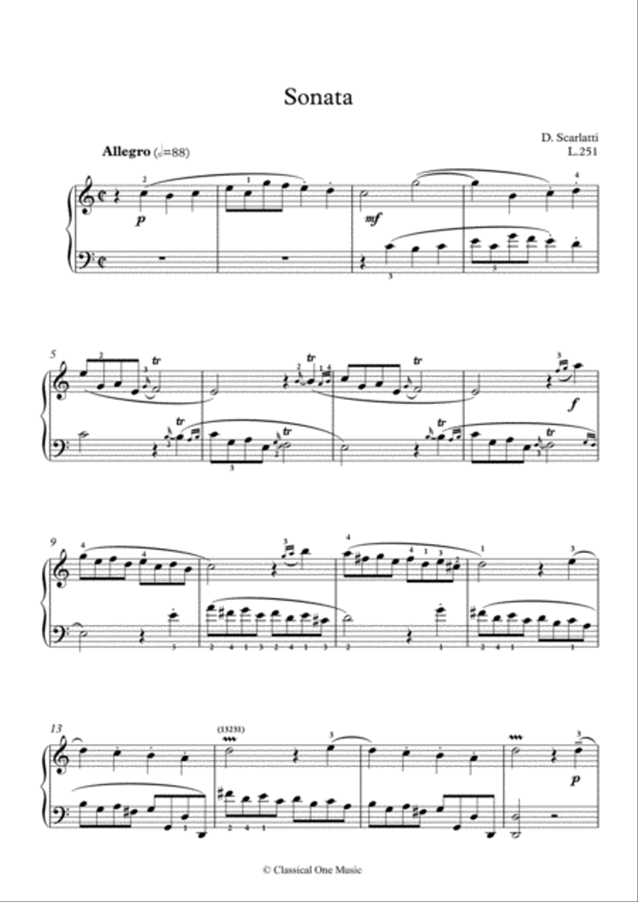 Scarlatti-Sonata in C-Major L.251 K.339(piano) Piano Solo scores gallery preview page 2