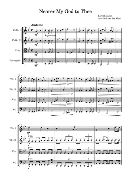 Nearer, My God, To Thee by Lowell Mason - String Quartet - Digital