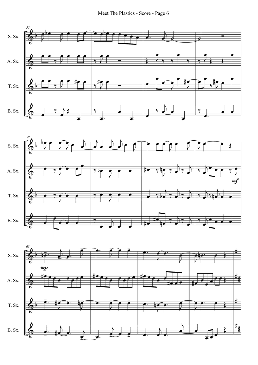 Meet The Plastics Saxophone Quartet scores gallery preview page 6
