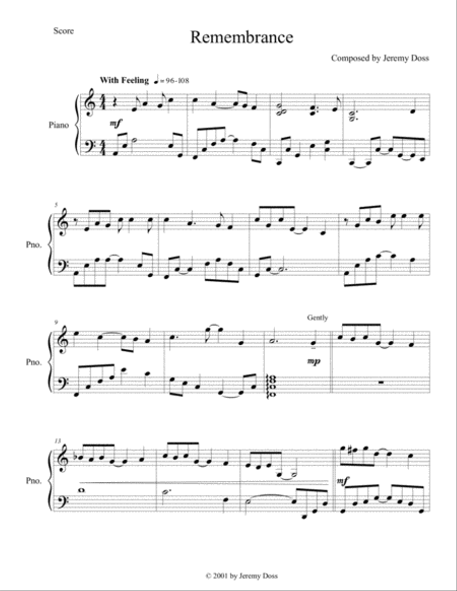 Remembrance Piano Solo scores gallery preview page 2