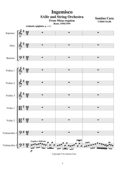 Ingemisco - Sequence no.6 of the Missa Requiem CS044 image number null