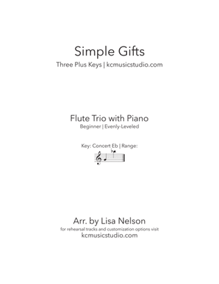 Simple Gifts - Flute Trio with Piano Accompaniment