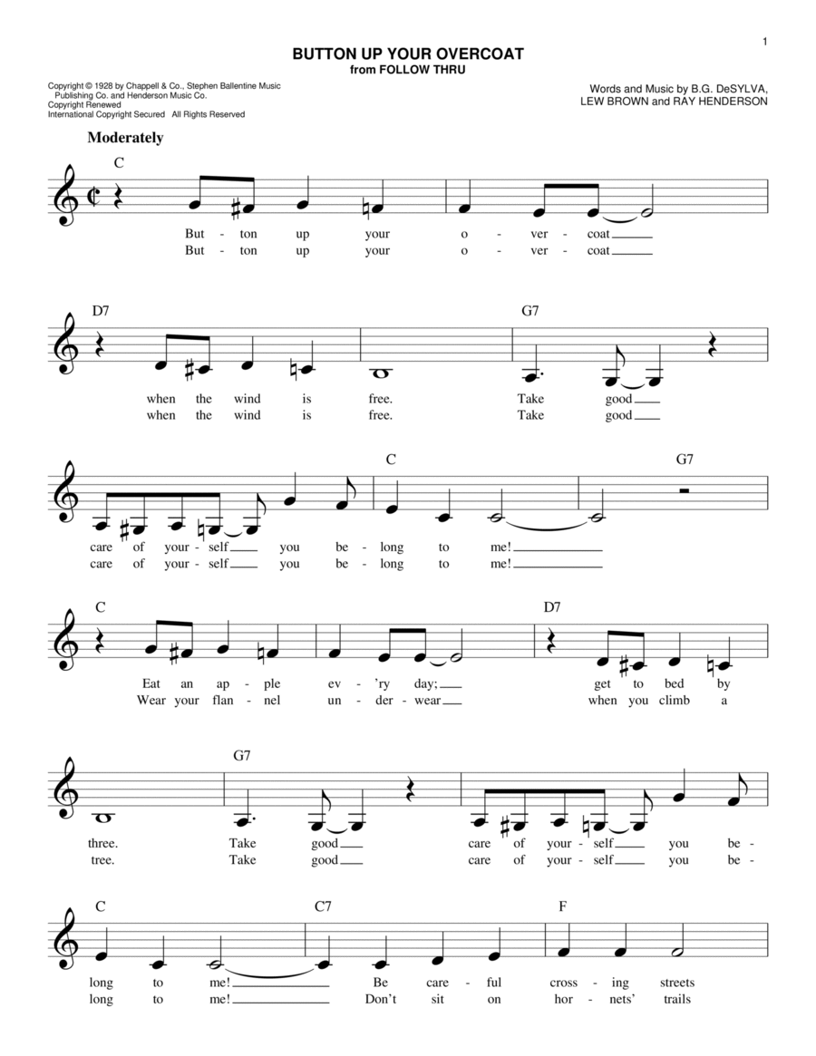 Button Up Your Overcoat Piano scores gallery preview page 1