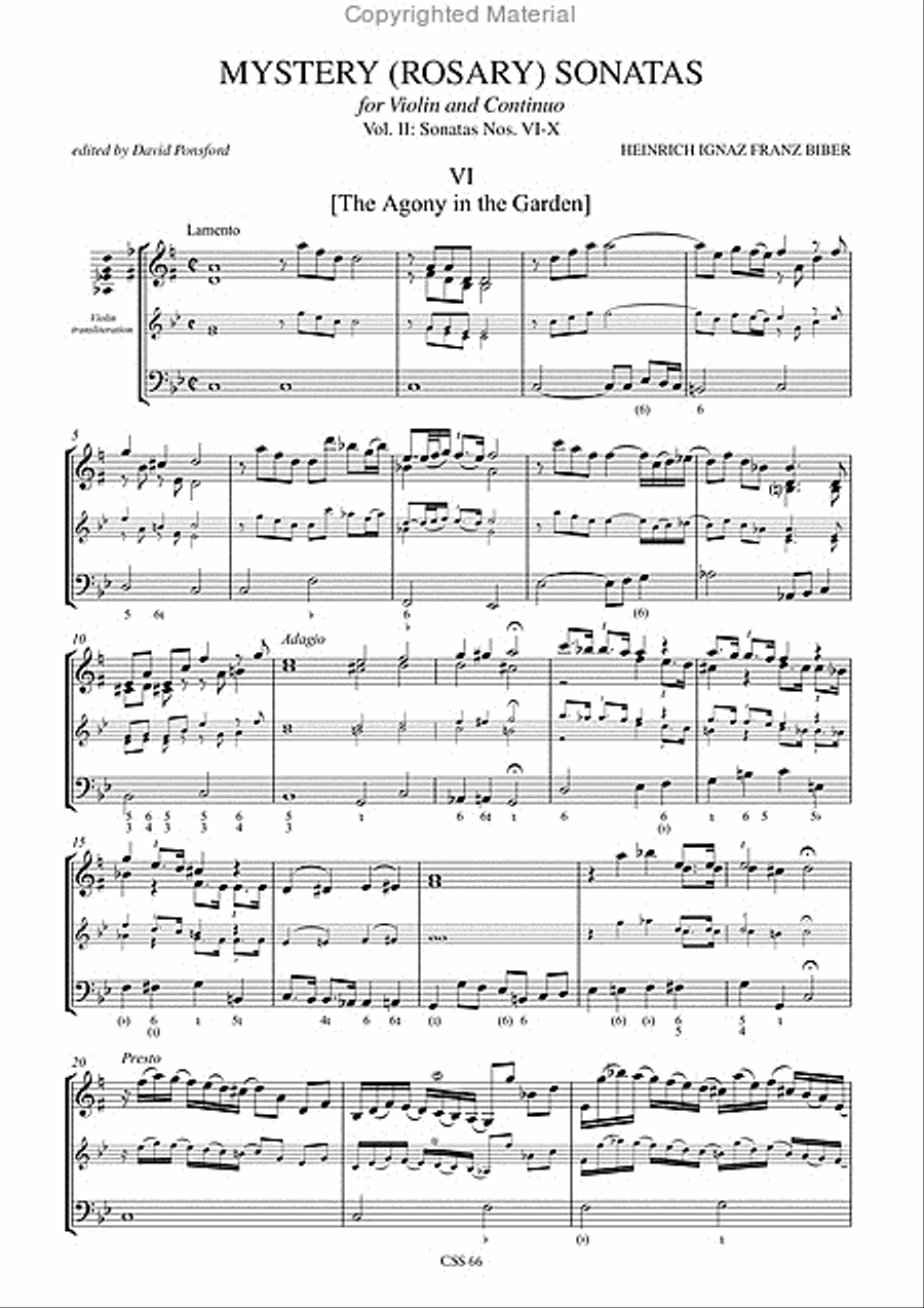 Mystery (Rosary) Sonatas for Violin and Continuo - Vol. II: Sonatas No. VI-X Violin scores gallery preview page 2