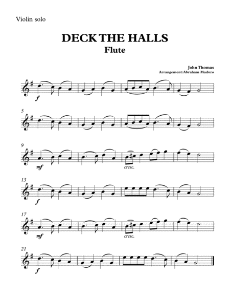 Deck The Halls Flute Solo-Five Tonalities Included image number null