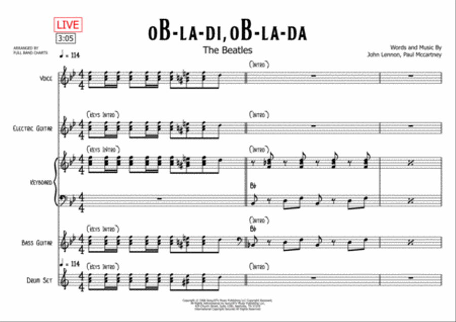 Ob-La-Di, Ob-La-Da Bass Guitar scores gallery preview page 2