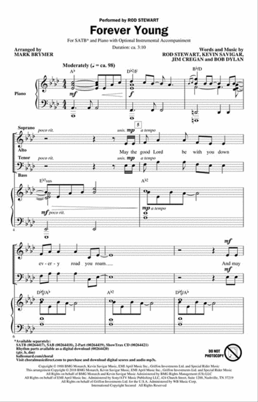 Forever Young 4-Part scores gallery preview page 2