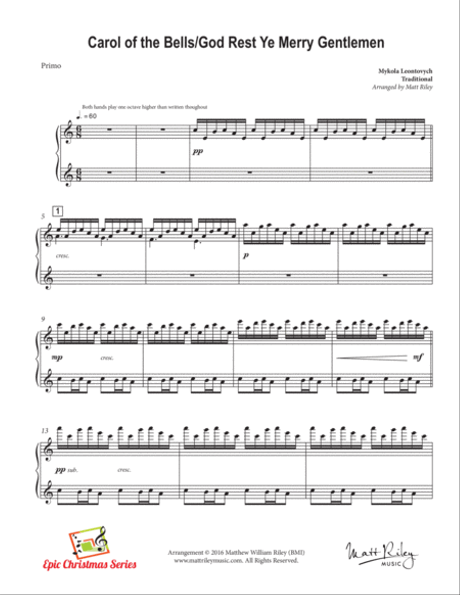 Carol of the Bells Medley - One Piano, Four Hands 1 Piano, 4-Hands scores gallery preview page 4