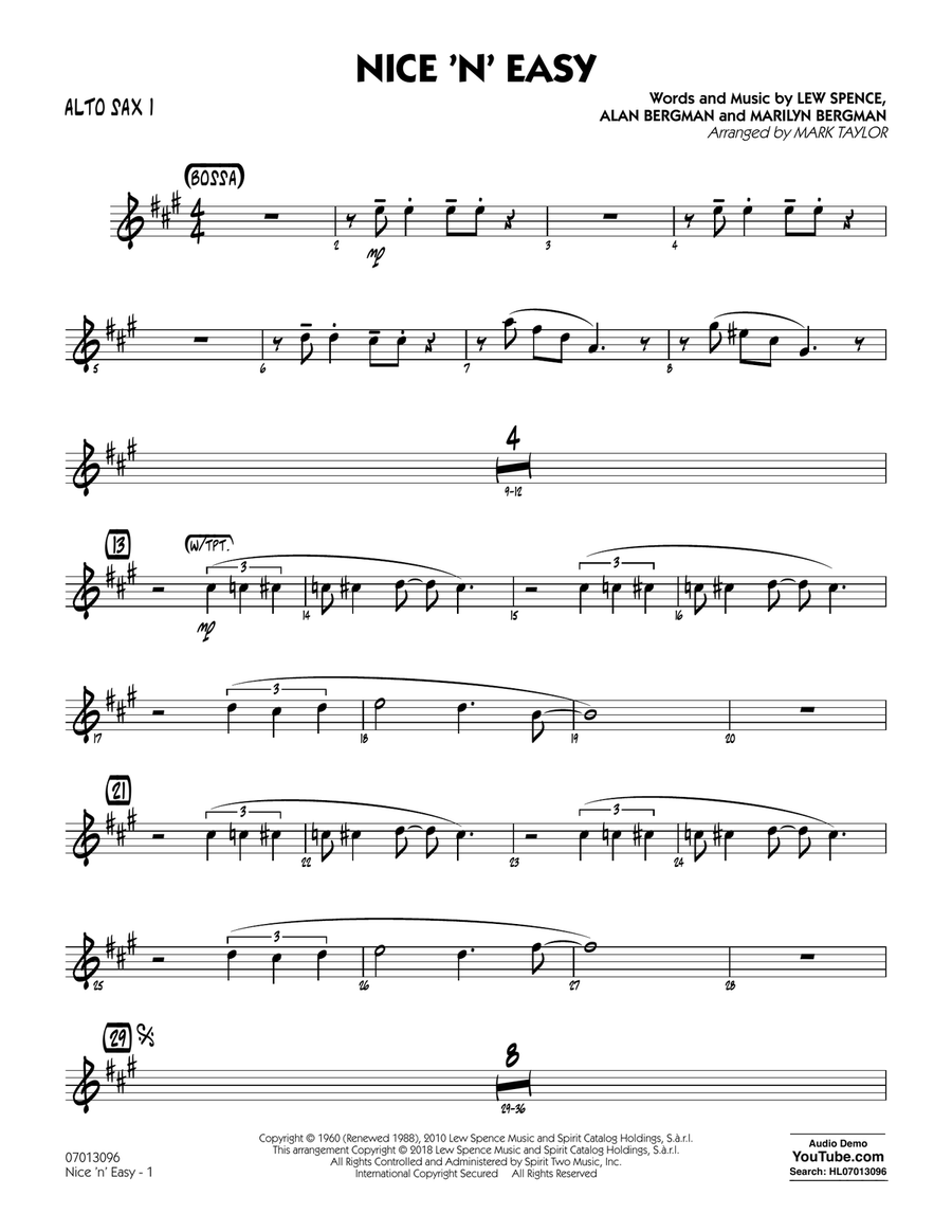 Easy alto sax sheet sales music