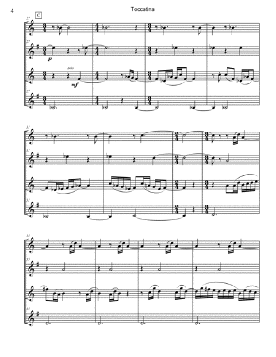 Toccatina for Sax Quartet Saxophone Quartet scores gallery preview page 4