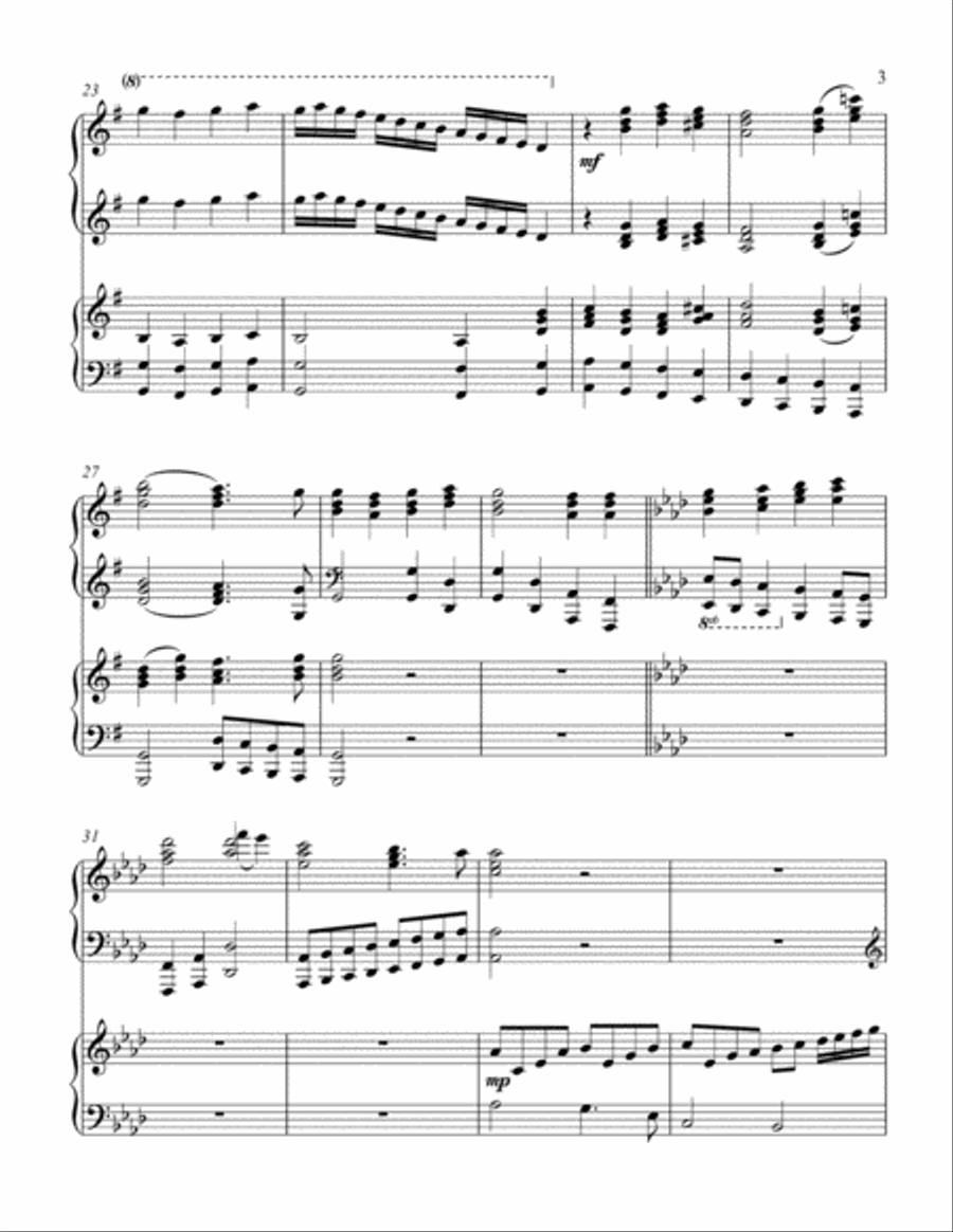 O Come, All Ye Faithful (2 piano duet) 2 Pianos, 4-Hands scores gallery preview page 4