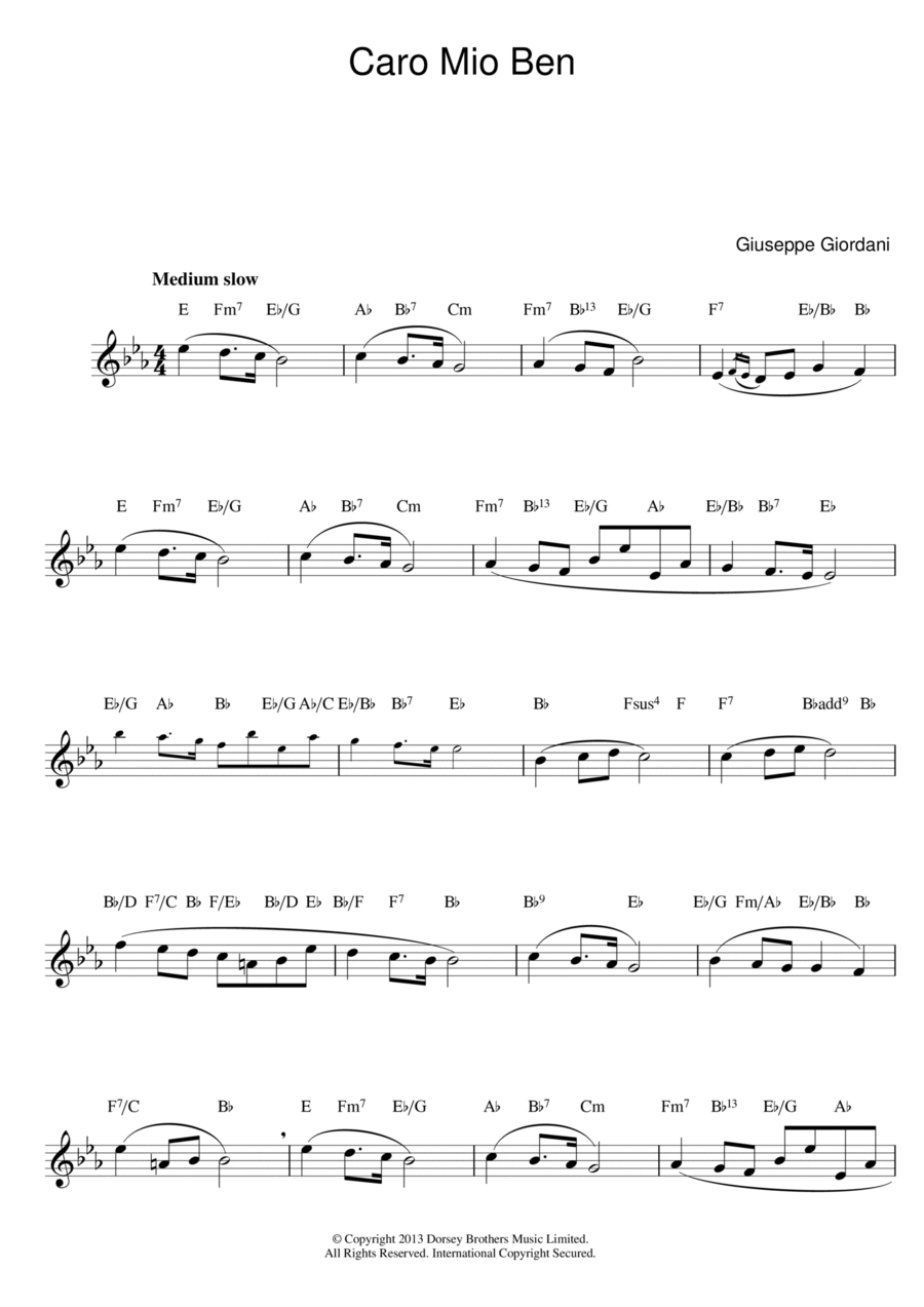 Caro Mio Ben (Top Line) Caro Mio Ben (Top Line) Piano scores gallery preview page 1