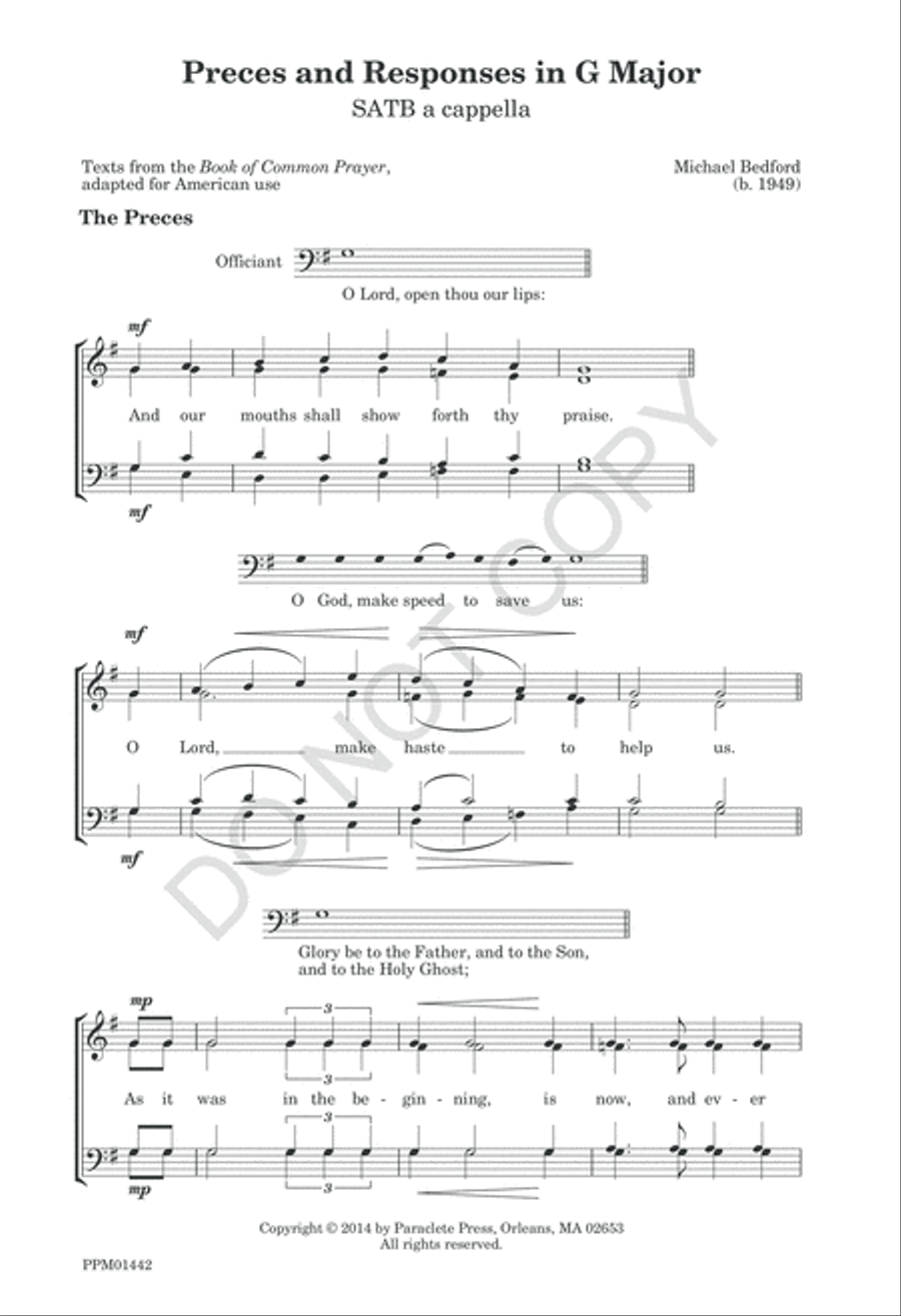Preces and Responses in G-Major 4-Part scores gallery preview page 4