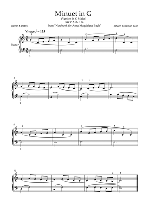 Minuet In G (Version in C Major) Easy