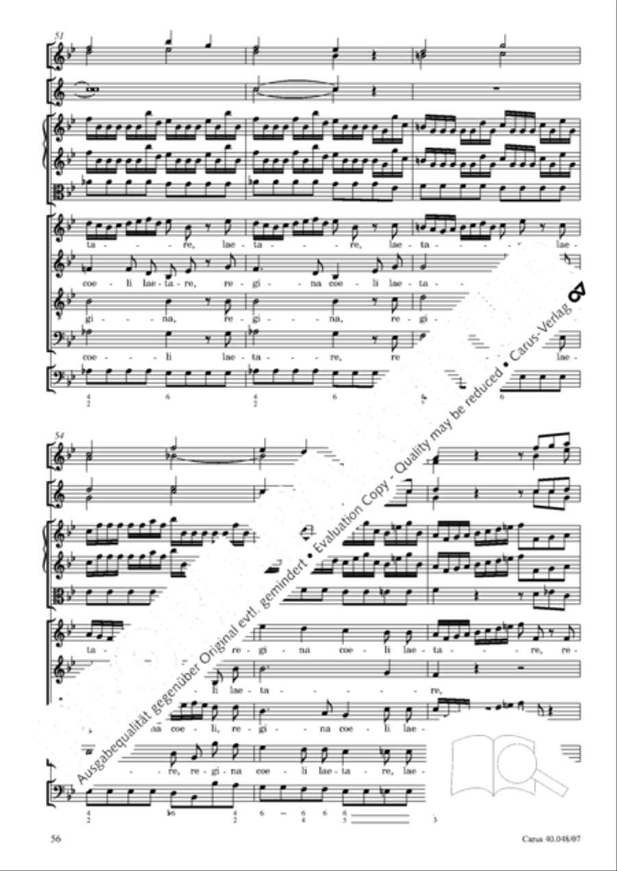 Regina coeli in B-Flat Major, K. 127 4-Part scores gallery preview page 57