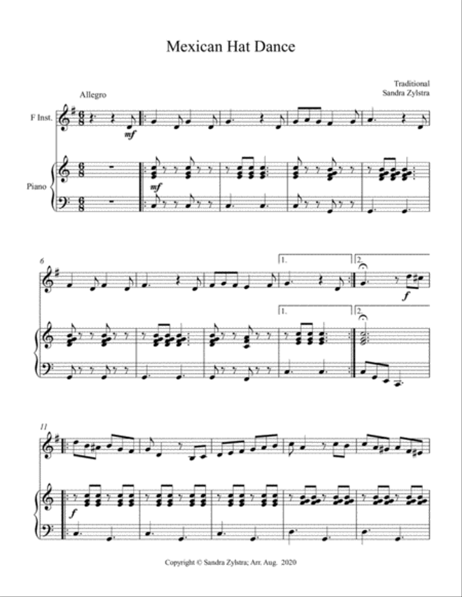 Mexican Hat Dance (F instrument solo) Horn scores gallery preview page 2