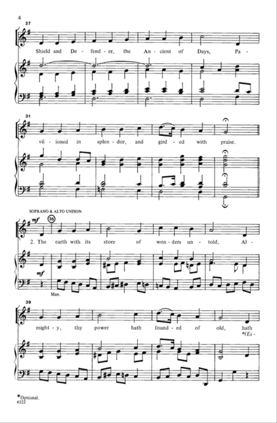 O Worship the King 4-Part scores gallery preview page 4