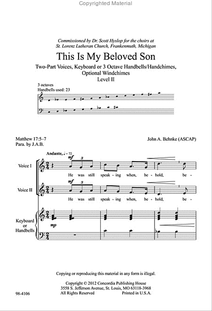 This Is My Beloved Son (Behnke) 2-Part scores gallery preview page 2