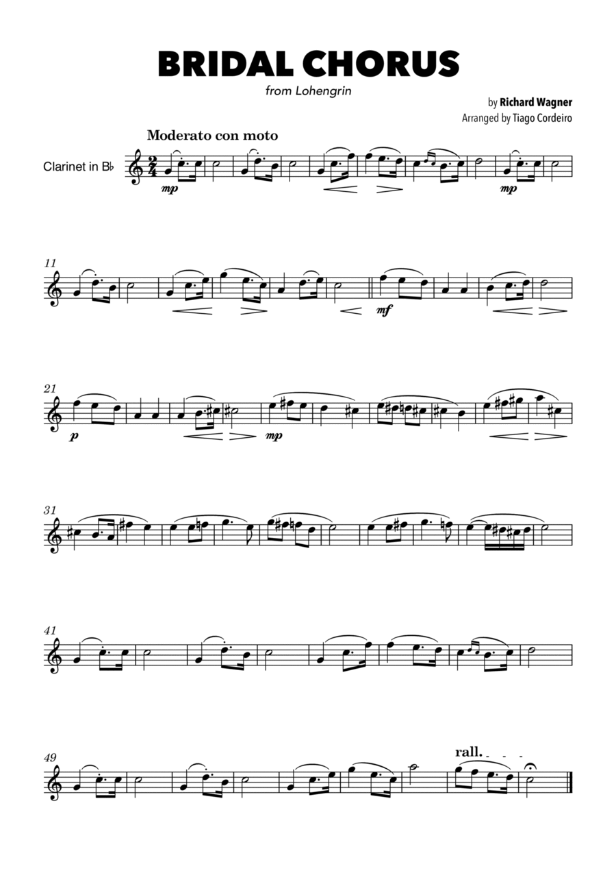 Bridal Chorus B-Flat Clarinet scores gallery preview page 1