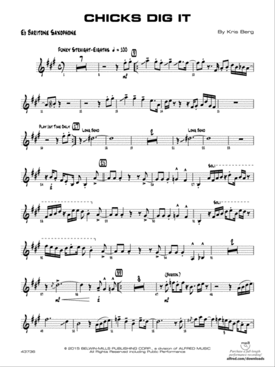 Chicks Dig It: E-flat Baritone Saxophone Jazz Ensemble scores gallery preview page 1