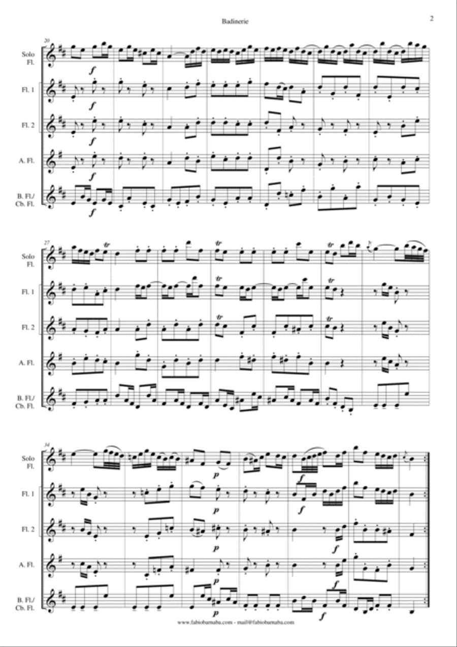 Bach's Badinerie from Suite n°2 - for Solo Flute and Flute Choir Flute Choir scores gallery preview page 3