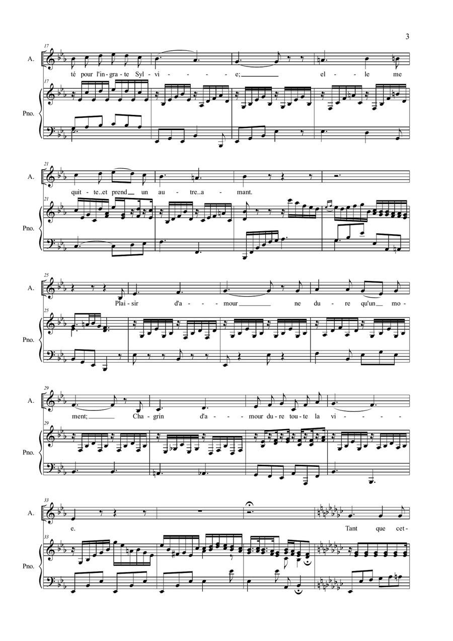 PLAISIR D'AMOUR - Martini - Arr. for Alto/Bariton and Piano - In Eb Small Ensemble scores gallery preview page 3